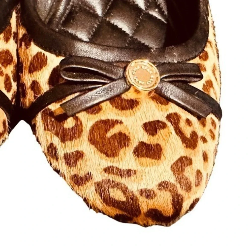 Cole Haan Leopard Print Calf Hair Leather Mini Wedge Almond Ballet  Flats